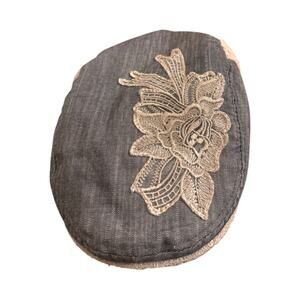 Vintage Embroidered Newsboy Cap | Linen Patchwork Boho Y2K Hat